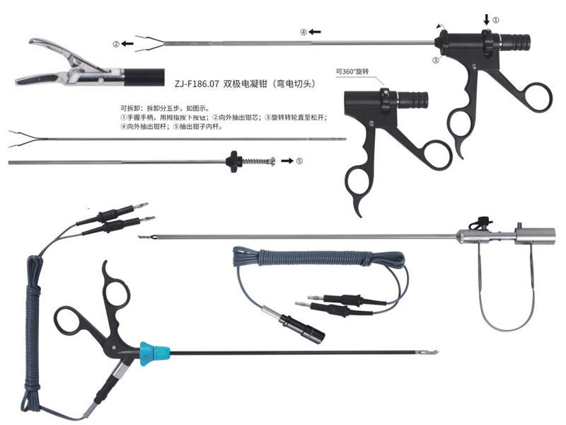 ZJ-F186.07雙極電凝鉗(彎電切頭)